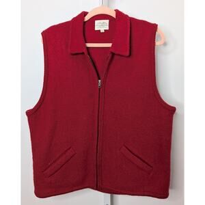 Vintage Red Wool Zip-Up Vest